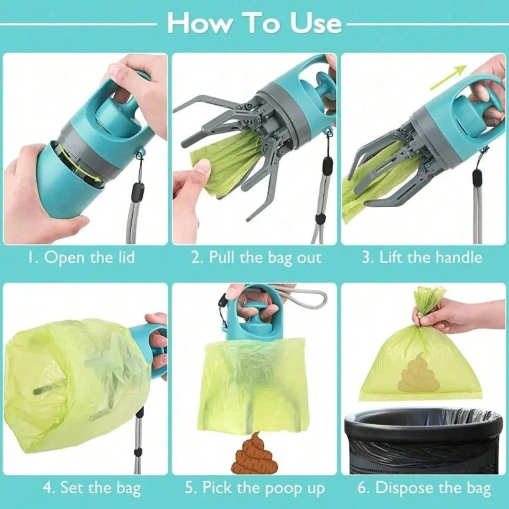 Portable Dog Pooper Scooper – No Touch One-Hand Pet Waste Pickup Tool