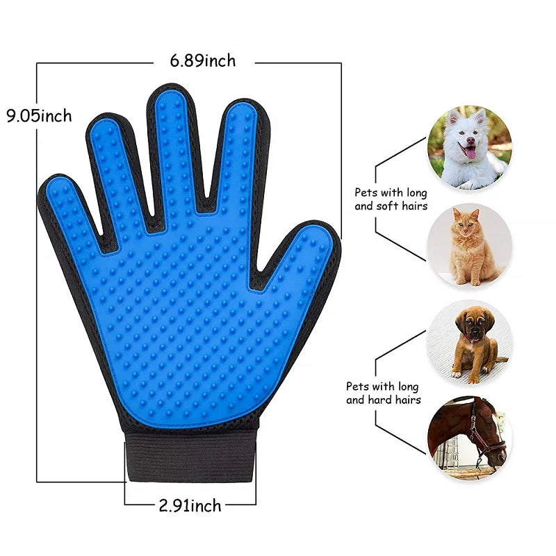 2-in-1 Pet Grooming Glove – Gentle Hair Removal & Massage Brush for Dogs & Cats