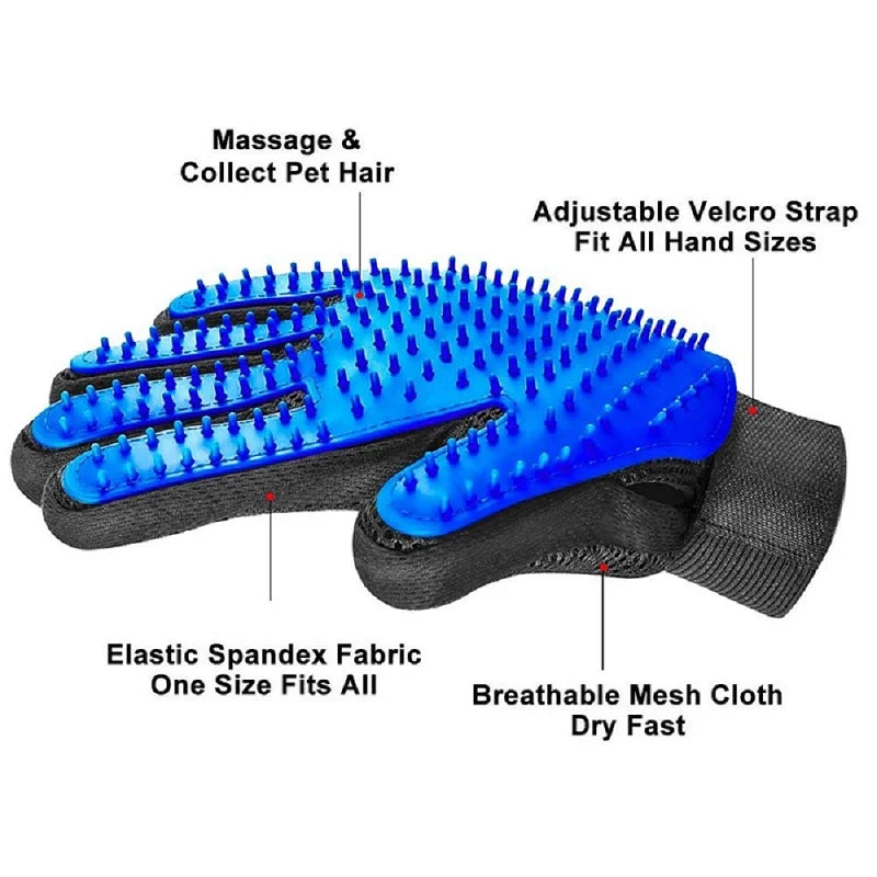 2-in-1 Pet Grooming Glove – Gentle Hair Removal & Massage Brush for Dogs & Cats