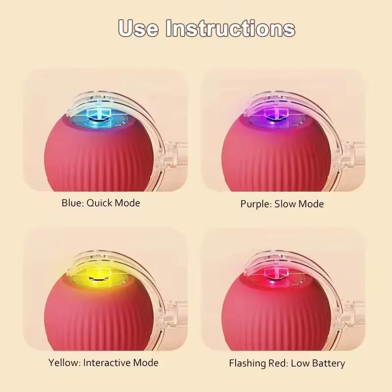 Rechargeable Smart Pet Interactive Automatic Rolling Ball Toy for Cats & Dogs with Simulated Tail - Durable Dog Toys