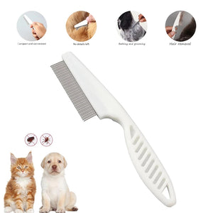 Stainless Steel Pet Flea Comb – Dog & Cat Hair Removal Grooming Brush