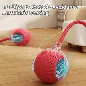 Rechargeable Smart Pet Interactive Automatic Rolling Ball Toy for Cats & Dogs with Simulated Tail - Durable Dog Toys