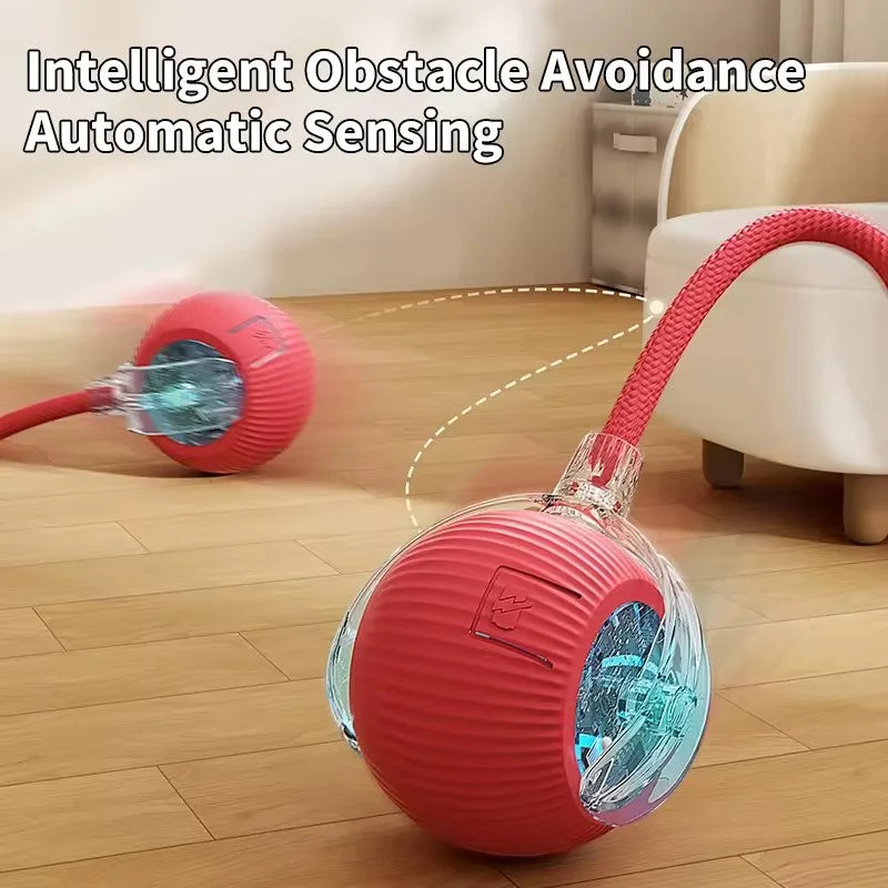 Rechargeable Smart Pet Interactive Automatic Rolling Ball Toy for Cats & Dogs with Simulated Tail - Durable Dog Toys