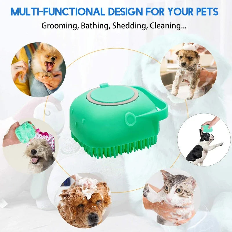 2-in-1 Pet Shampoo Dispenser & Massage Brush