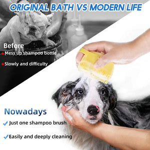 2-in-1 Pet Shampoo Dispenser & Massage Brush