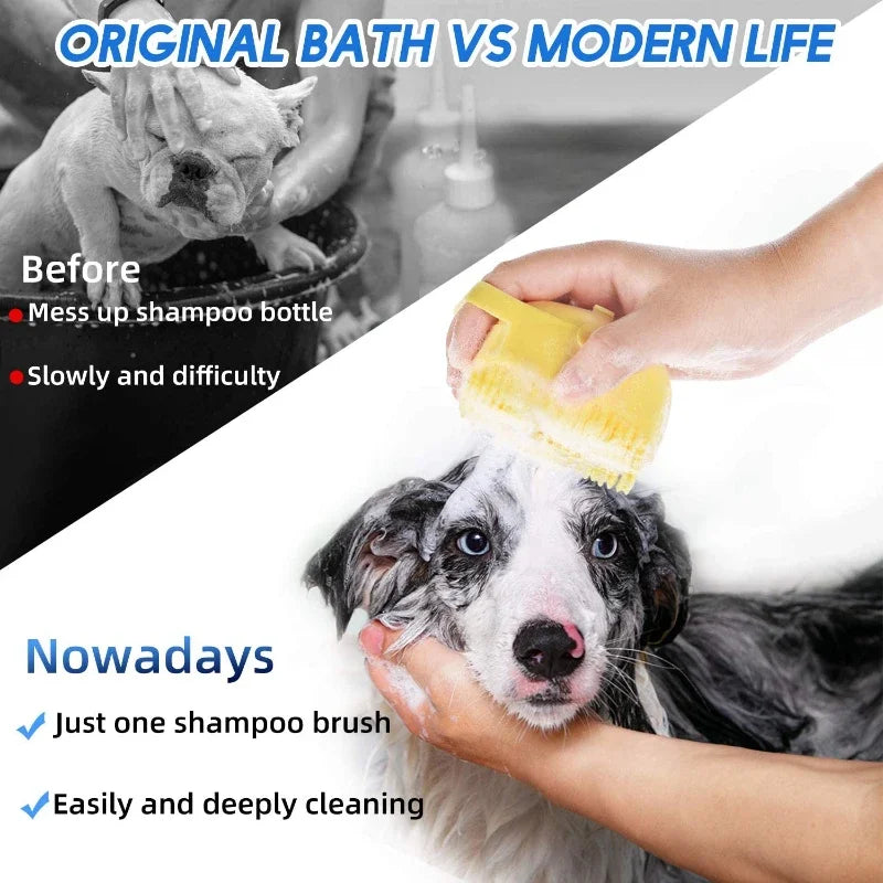 2-in-1 Pet Shampoo Dispenser & Massage Brush